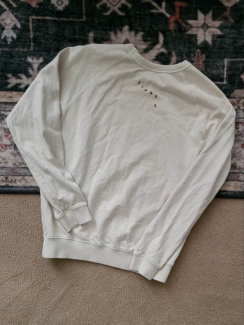 Clare V Cream Graphic 'OUI' Crewneck Sweatshirt Size XS - Picture 4 of 6